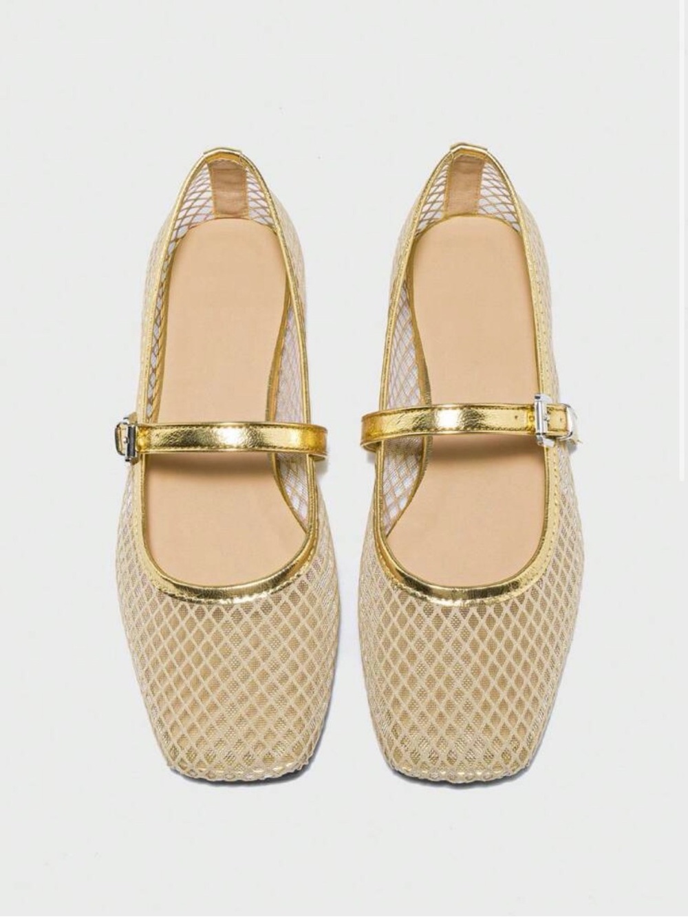Gold Mesh Mary Jane Flats - size 10 / EU42 NEW